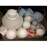 CARTON OF WHITE TABLEWARES AND VARIOUS CERAMICS