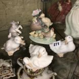 FOUR NAO HEN AND CHICKS AND GEESE FIGURE GROUPS PLUS TWO LLADRO FIGURE GROUPS