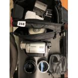 PANASONIC HDC SX5 DIGITAL CAMCORDER WITH TWO LENSES IN TRAVEL BAG