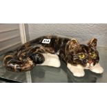 WINSTANLEY POTTERY RECUMBENT TABBY CAT