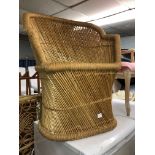 RATTAN AND SEA GRASS TUB ARMCHAIR