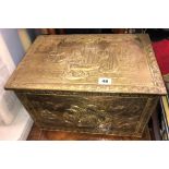 BRASS EMBOSSED COAL BOX