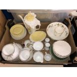 CARTON CONTAINING BRANKSOME CHINA DISHES, ROYAL WORCESTER BONE CHINA CUP,