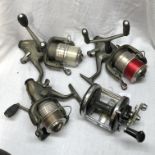 MULTIPLIER FISHING REEL AND THREE FRESHWATER FIXED SPOOL FISHING REELS