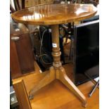 BURR YEW CROSSBANDED CIRCULAR TOPPED REGENCY STYLE TRIPOD TABLE