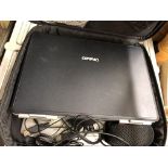 COMPAQ LAPTOP COMPUTER IN NYLON CARRY CASE WITH LEADS,