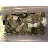 TUB OF PREDOMINANTLY QUEEN VICTORIA 1D AND 1/2 D COINS