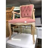 LIMED BEECH FRENCH STYLE REPRODUCTION ELBOW CHAIR