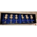 BOXED SET OF SIX PEWTER GOBLETS