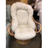 BAMBOO EFFECT FABRIC SWIVEL CONSERVATORY CHAIR