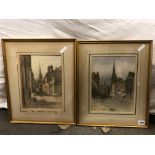 PAIR OF WATERCOLOURS AND CRAYON SKETCHES OF OLD COVENTRY BY WILLIAM ROSEBLADE