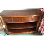 CHERRY WOOD BOW FRONTED THREE DRAWER SIDE UNIT WITH SHELVES