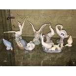 SIX LLADRO SWAN FIGURE GROUPS AND TWO BRANKSOME FIGURE GROUPS