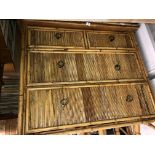 REEDED BAMBOO FRONTED CHEST OF TWO OVER TWO DRAWERS
