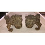 PAIR OF BRONZED SHISHI LION DOGS