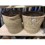 SET OF GRADUATED SEAGRASS LINED BINS/PLANTERS