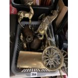 CRATE - BRASS HORSE AND CART,