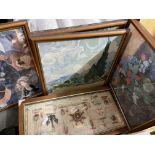 CABINET OF SEE FAIRING KNOTS AND FOUR IMPRESSIONIST STYLE PRINTS