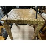 SQUARE SECTION TABLE WITH RATTAN WEAVE COVERED LEGS