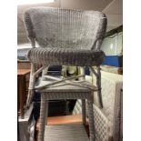 LLOYD LOOM SQUARE SECTION TABLE AND BASKET CHAIR