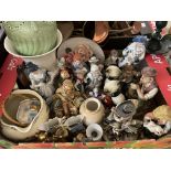BOX OF VARIOUS FIGURE GROUPS AND PLANT POTS