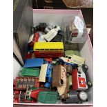 SMALL BOX OF DIE CAST MODEL DELIVERY TRUCKS,