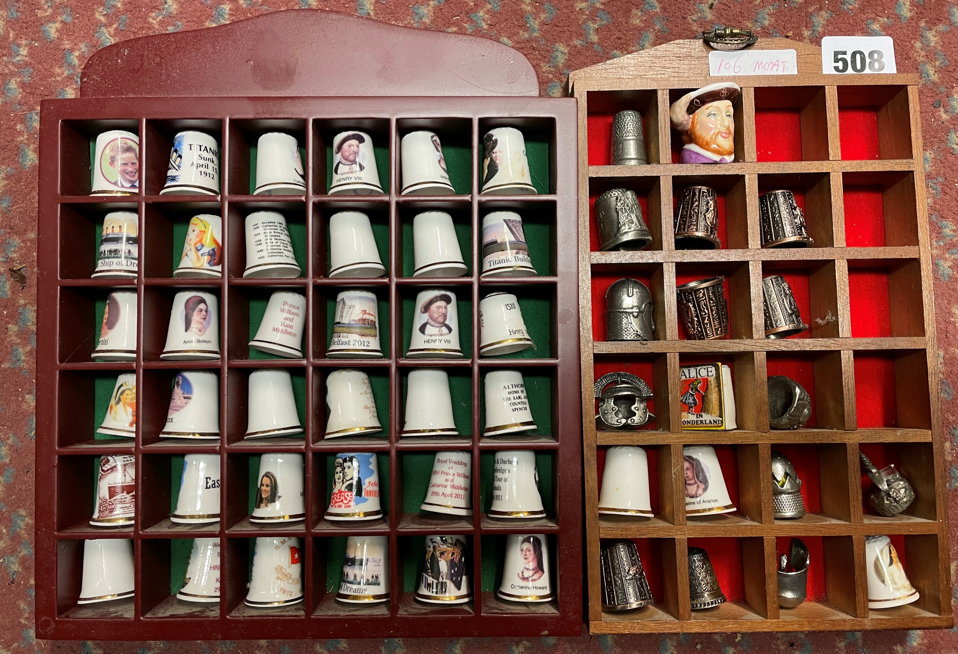 SELECTION OF CERAMIC AND PEWTER THIMBLES