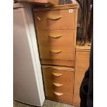 PAIR OF MATCHING THREE DRAWER TEAK EFFECT BEDSIDE CHESTS