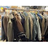 SMALLER CLOTHES RAIL OF VARIOUS GENTS BLAZERS AND JACKETS AND LIGHTWEIGHT COATS,