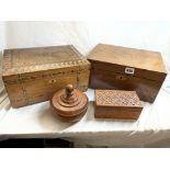 WALNUT WRITING BOX, A WALNUT TUNBRIDGE BANDED BOX,