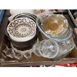 BOX CONTAINING PRESSED GLASSWARE,