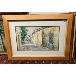 WATER COLOUR BY ANTHONY KALLAS MEDITERRANEAN STREET SCENE