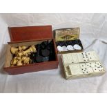 CHESS SET (COMPLETE) AND VINTAGE DOMINOES