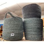 2 X SEAGRASS WEAVED AND LINED GRADUATED PLANTER SET CHARCOAL,