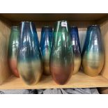 SIX LARGER METALLIC AZURITE GOLD RECYCLED GLASS VASES
