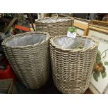 POLY RATTAN LARGE VASE AND SOME OTHERS