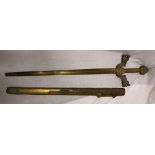REPRODUCTION SOLID BRASS ARCHAIC CHINESE SWORD IN SCABBARD APPROX WEIGHT 25KG