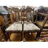 SET OF FOUR EDWARDIAN CARVED BEECH UPHOLSTERED DINING CHAIRS