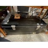 BLACK ENAMELLED TRAVELLING TRUNK