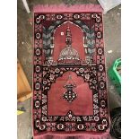 PEACH FRINGED SILKY PRAYER RUG