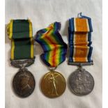 TWO WWI MEDALS - TO GNR PF WOODWARD OF THE RA AND AN EFFICIENT SERVICE MEDAL TO CPL RH WATTS WILTS