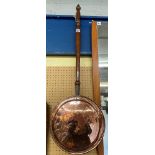 19TH CENTURY COPPER ENGRAVED WARMING PAN