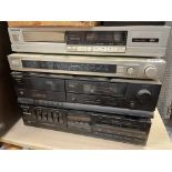 SONY AMPLIFIER GRAPHIC EQUALISER AND STEREO CASSETTE DECK AND TECHNICS COMPACT DISC PLAYER