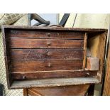 BEECH FALL FLAP TOOL CHEST OF CHISELS,