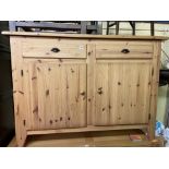 CONTEMPORARY PINE DRESSER BASE FITTED WITH TWO DRAWERS OVER TWO CUPBOARD DOORS