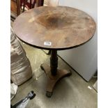 EARLY VICTORIAN MAHOGANY TRIPOD TABLE ON TURNED COLUMN AND TRIFORM BASE