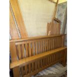 GOOD QUALITY LIGHT OAK DOUBLE BED WITH MATTRESS