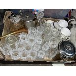 CARTON CONTAINING GLASS DECANTER, DRINKING GLASSES,