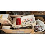 SELECTION OF VARIOUS BOXED VINTAGE GLASSWARE AND TWO EARLY 20TH CENTIRY CHAMBER POTS AND PART
