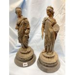 PAIR OF LATE 19TH CENTURY SPELTER FIGURES OF FEMALE MUSES